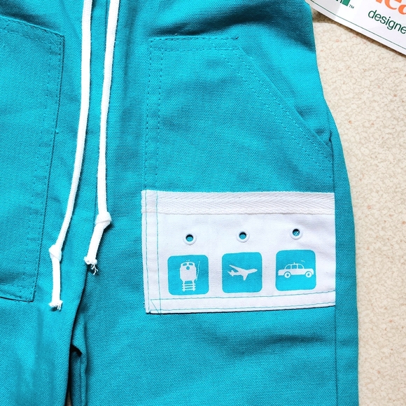 NWT VTG HealthTex Cotton Overalls Size 4T Color Aqua and white - Picture 4 of 10